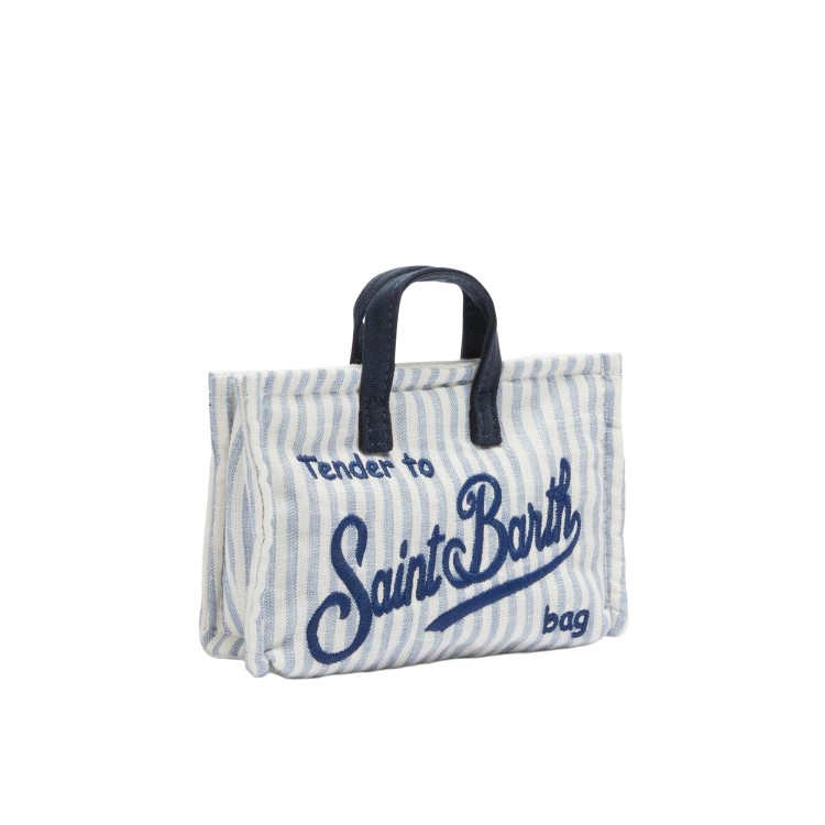 SAINT BARTH Borsa per telefono celeste in seersucker bambina