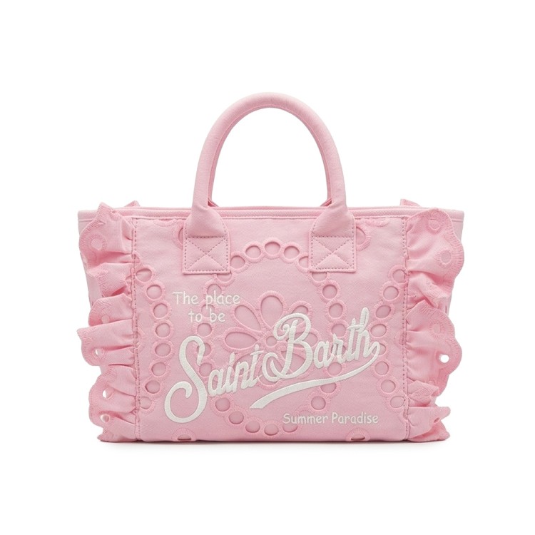 SAINT BARTH Borsa Colette in sangallo rosa bambina