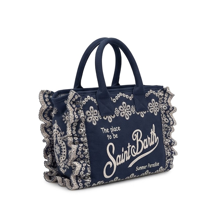 SAINT BARTH Borsa Colette in sangallo blu navy bambina