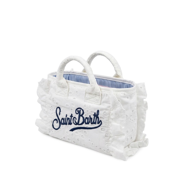 SAINT BARTH Borsa Vanity Mini in sangallo bianco bambina