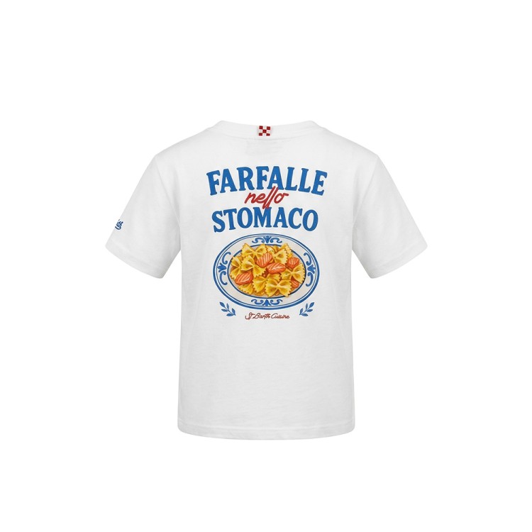 SAINT BARTH T-shirt bianca "Farfalle nello stomaco" bambino