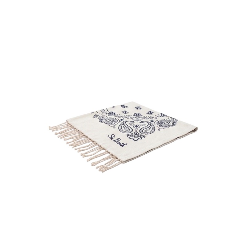SAINT BARTH Telo mare avorio e blu navy bandana bambini