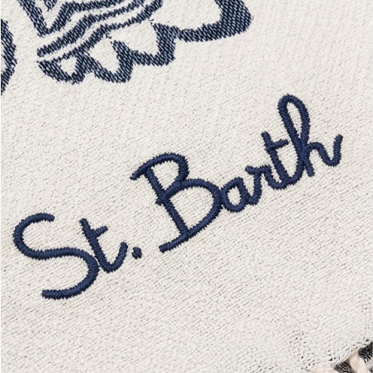 SAINT BARTH Telo mare avorio e blu navy bandana bambini