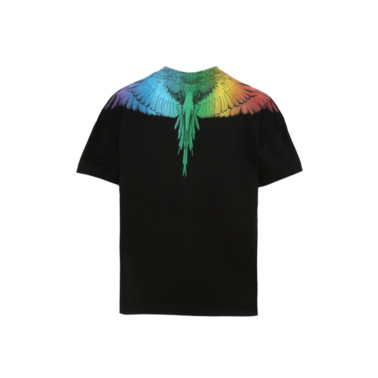 COUNTY OF MILAN T-shirt nera con stampa multicolor bambino