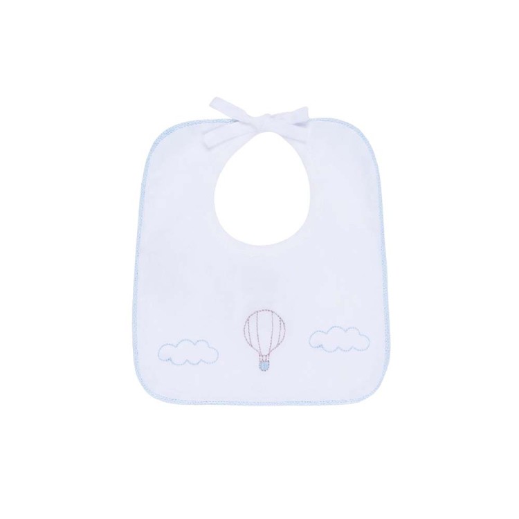 MARLU' Bavetta bianca e celeste mongolfiera neonato