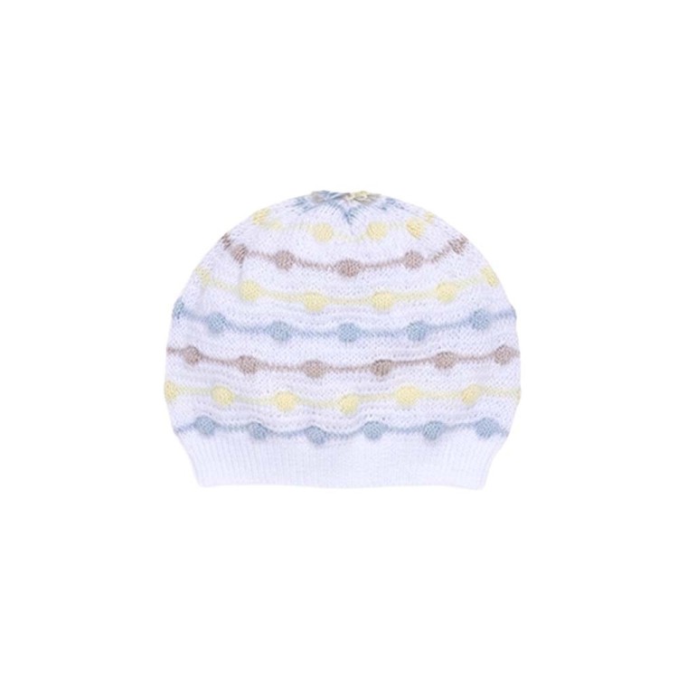 MARLU' Cappellino bianco con ricami multicolor neonato