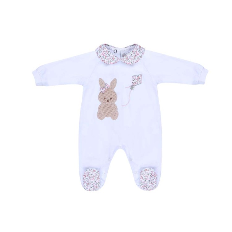 MARLU' Tutina bianca con coniglietto neonata