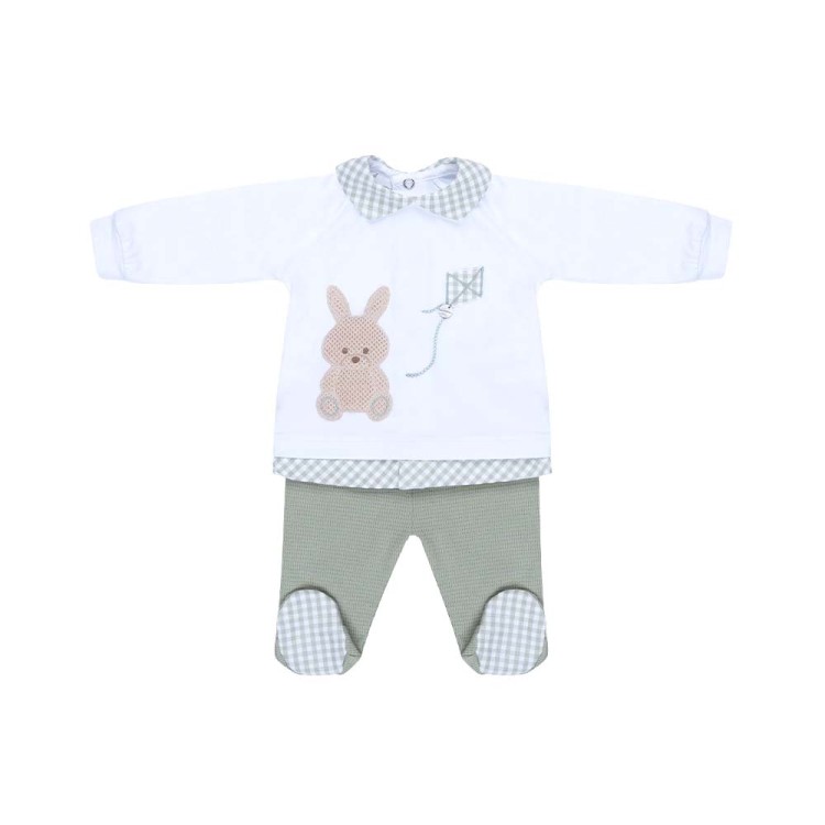 MARLU' Completo bianco e verde neonato