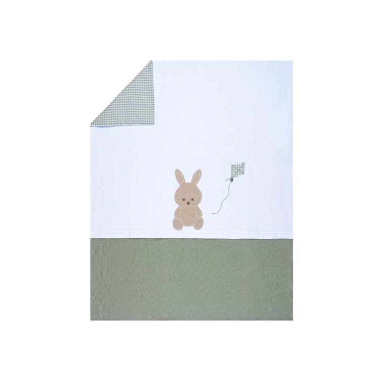 MARLU' Copertina bianca e verde coniglietto neonato