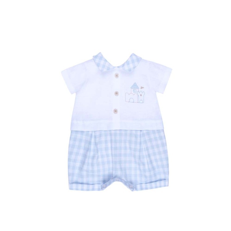 MARLU' Tutina corta bianca e celeste neonato