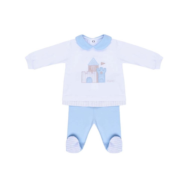 MARLU' Completo bianco e celeste neonato