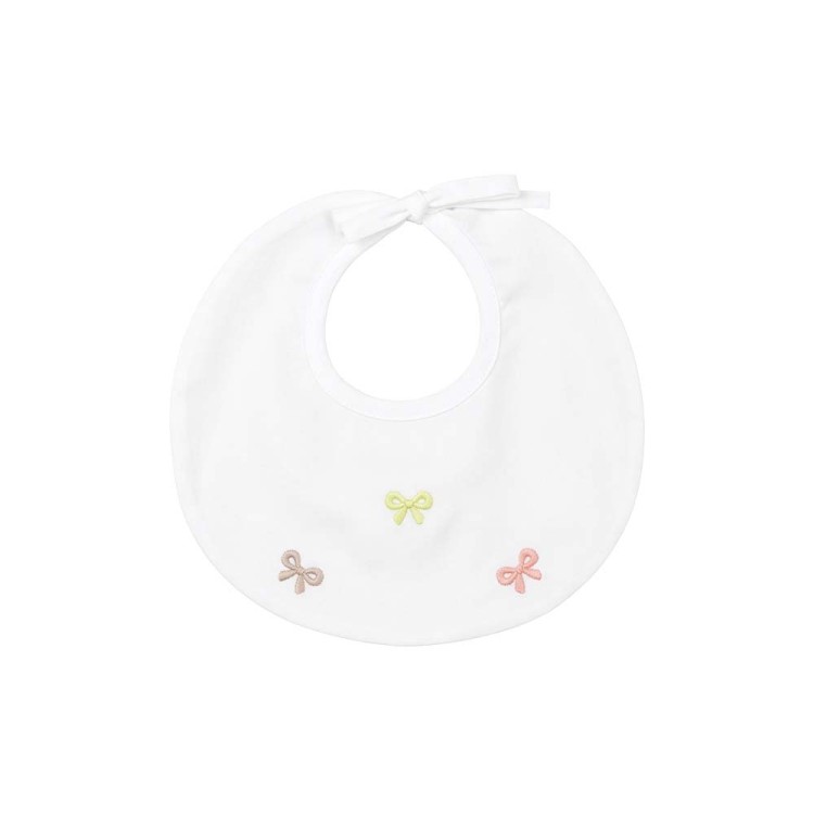 MARLU' Bavetta bianca con ricami multicolor neonata