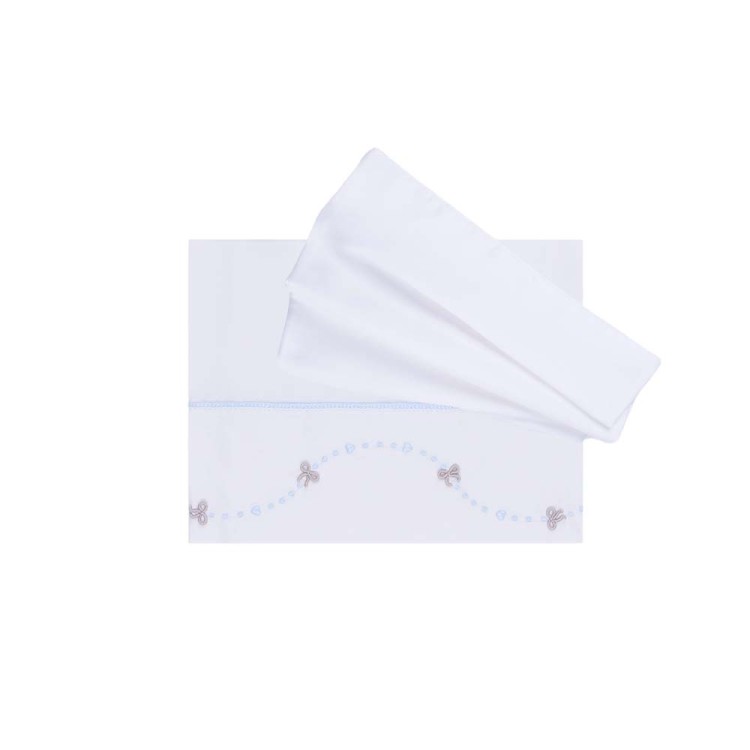 MARLU' Set lenzuolino bianco con fiocchetti neonato