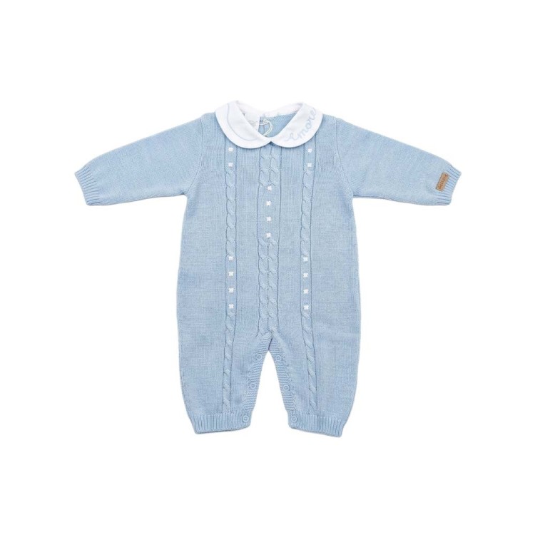 MARLU' Tutina celeste con ricami neonato