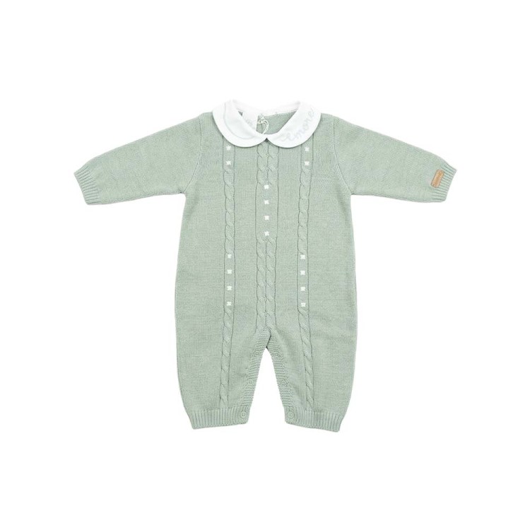 MARLU' Tutina salvia con ricami neonato