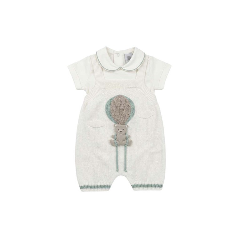 MARLU' Set 2 pezzi bianco con salopette neonato