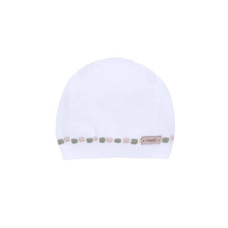 MARLU' Cappellino bianco con ricami neonato