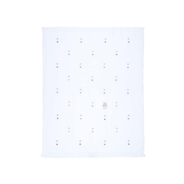 MARLU' Copertina bianca con ricami all-over neonato