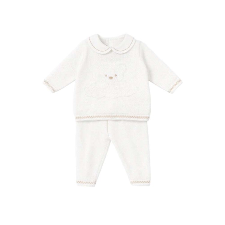 MARLU' Completo lungo bianco e sabbia neonato