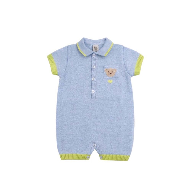 MARLU' Tutina corta celeste e lime orsetto neonato