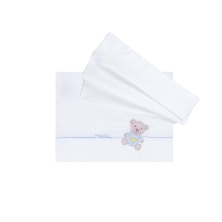 MARLU' Set lenzuolino bianco con orsetto neonato