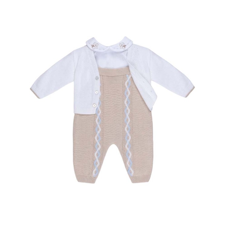 MARLU' Completo lungo sabbia con salopette neonato