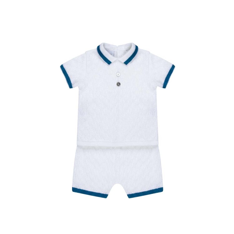 MARLU' Completo corto bianco e blu neonato