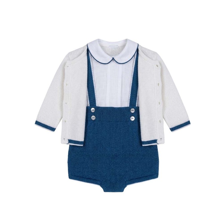 MARLU' Completo corto bianco con salopette neonato