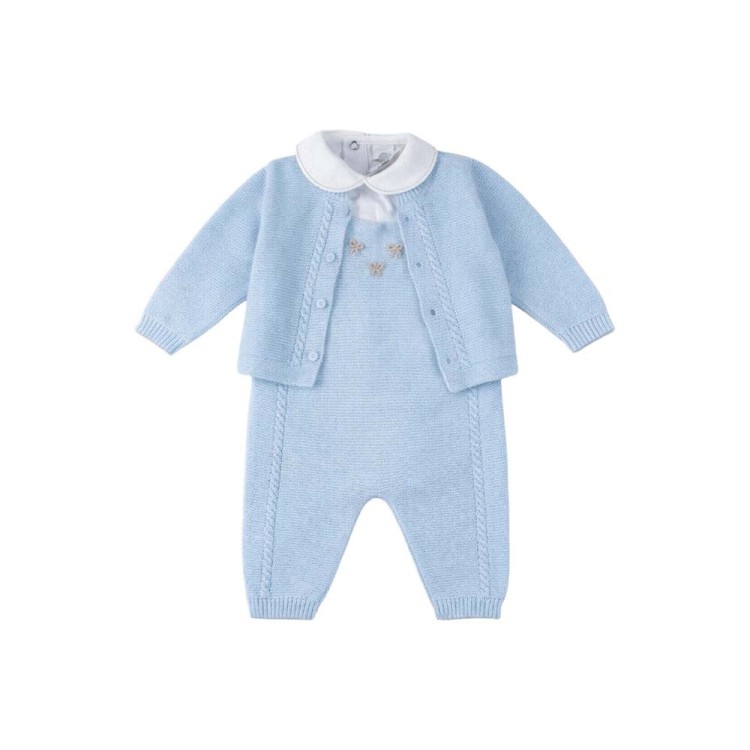 MARLU' Completo lungo celeste con salopette neonato