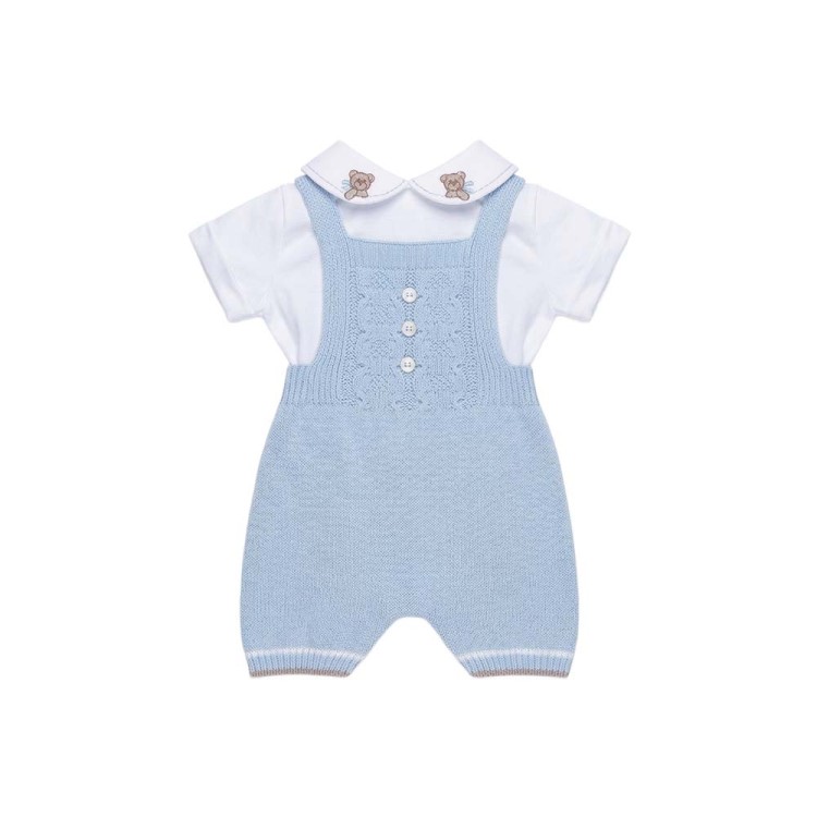 MARLU' Completo corto celeste con salopette neonato