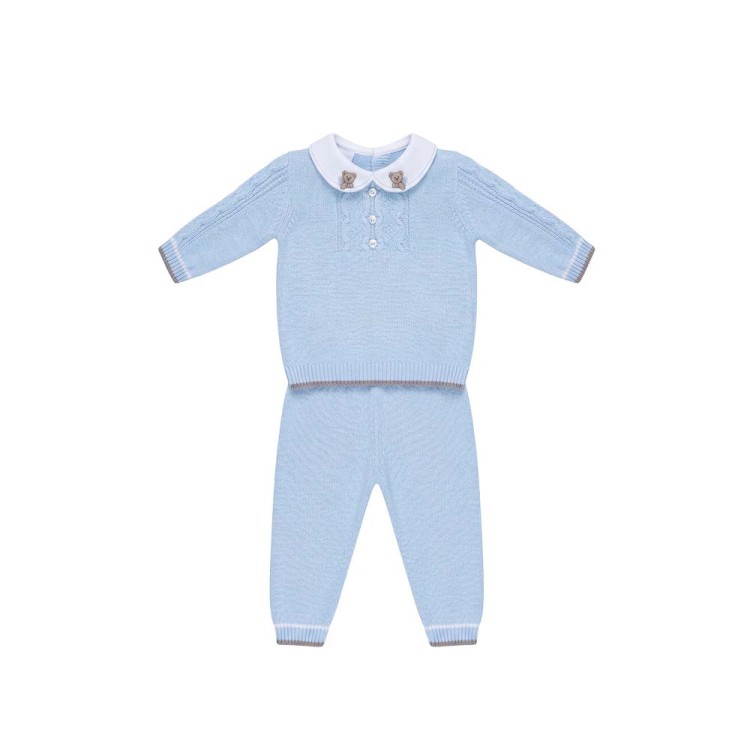 MARLU' Completo lungo celeste con orsetti neonato