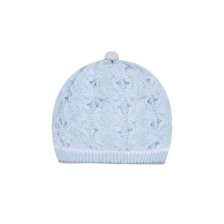MARLU' Cappellino celeste in filato neonato