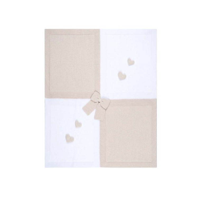 MARLU' Copertina bianca e sabbia in filato neonata