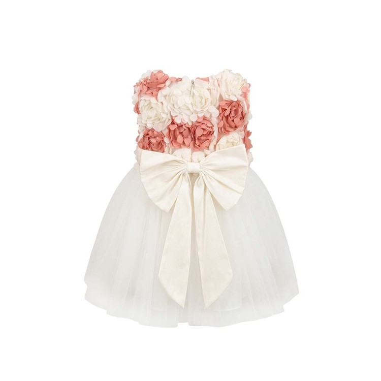 MARLU' Abitino bianco e rosa floreale neonata