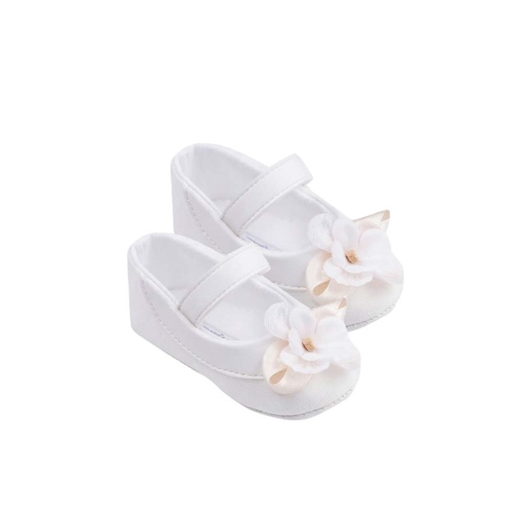 MARLU' Scarpine bianche con fiore neonata