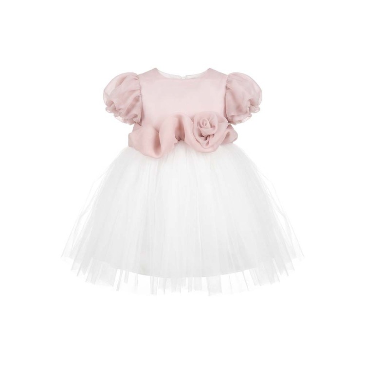 MARLU' Abitino bianco e rosa neonata