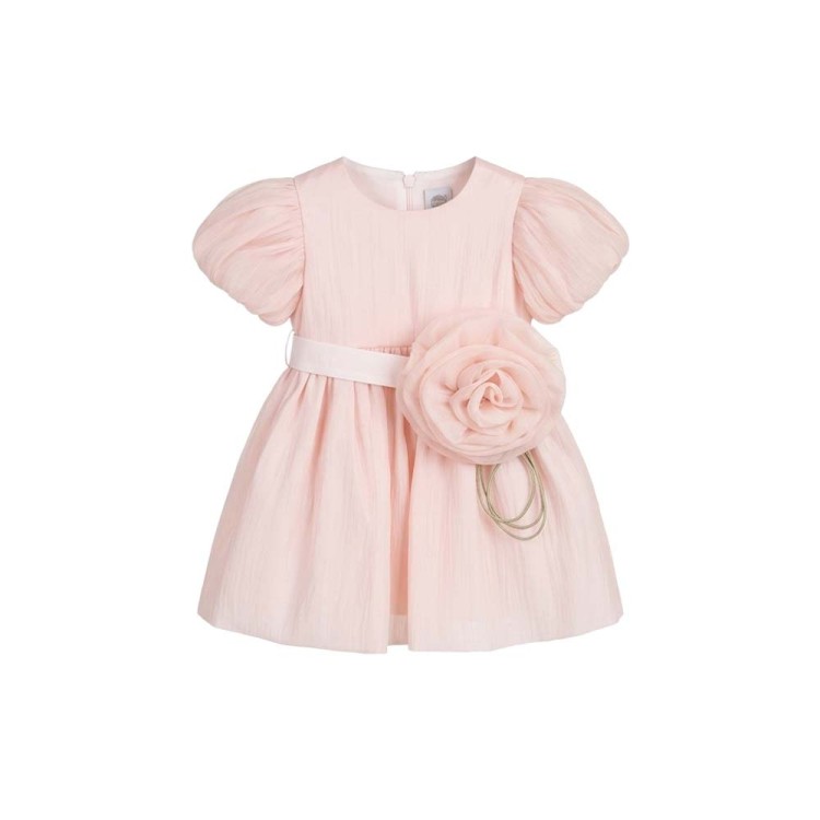 MARLU' Abitino rosa con maxi fiore neonata