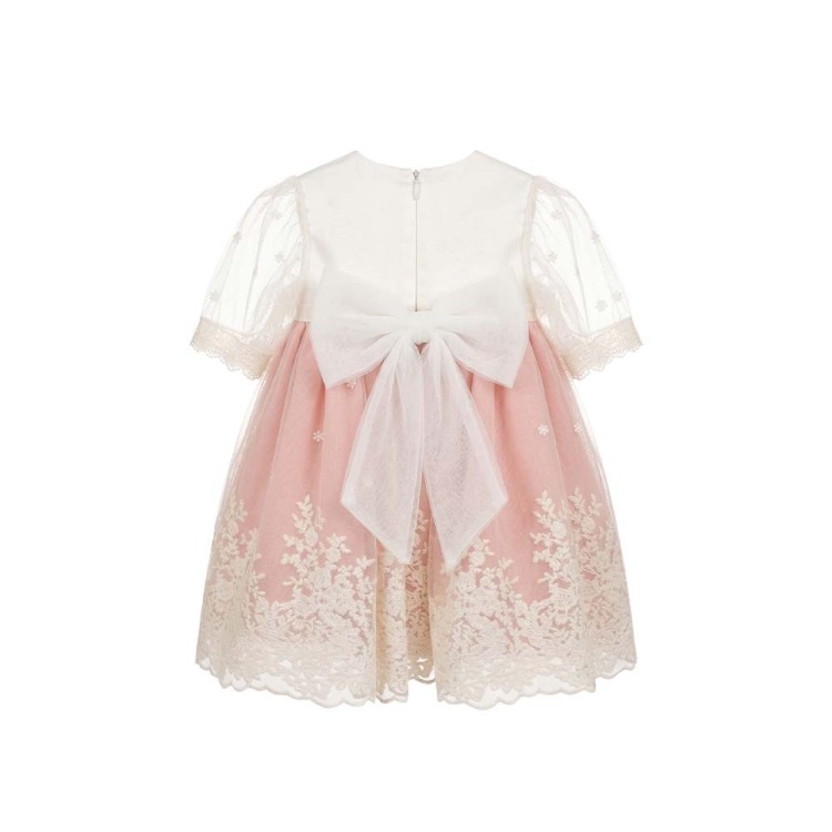 MARLU' Abitino bianco e rosa con pizzo neonata