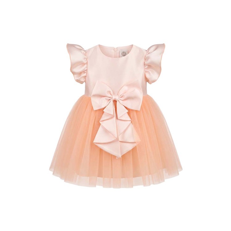 MARLU' Abitino rosa e albicocca con fiocco neonata