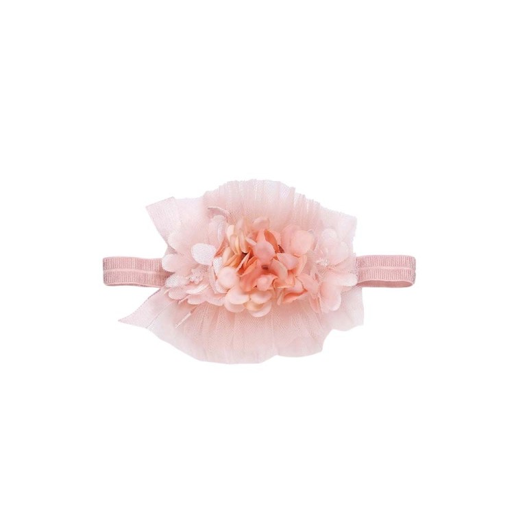 MARLU' Fascetta rosa con maxi fiore neonata