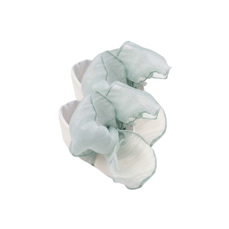 MARLU' Scarpine bianche e verdi con fiocco neonata