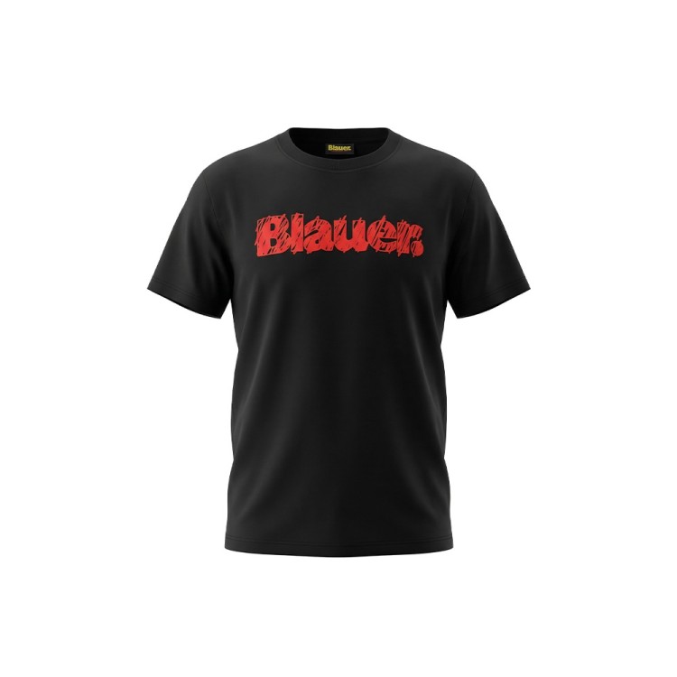 BLAUER T-shirt nera con logo rosso bambino