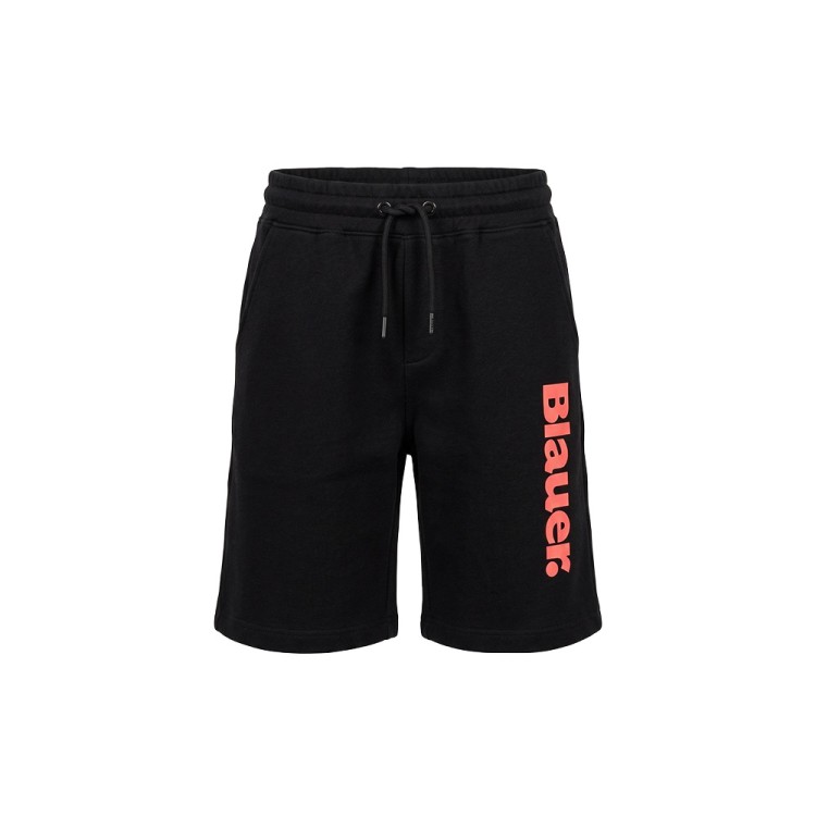 BLAUER Bermuda neri in felpa con logo rosso bambino