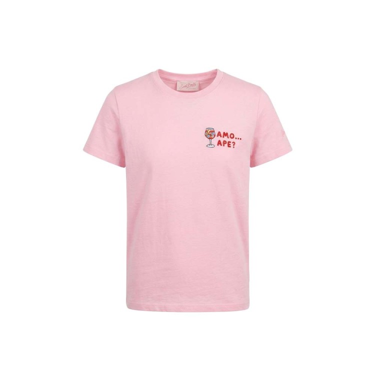SAINT BARTH T-shirt rosa con ricamo "amo ape" bambina