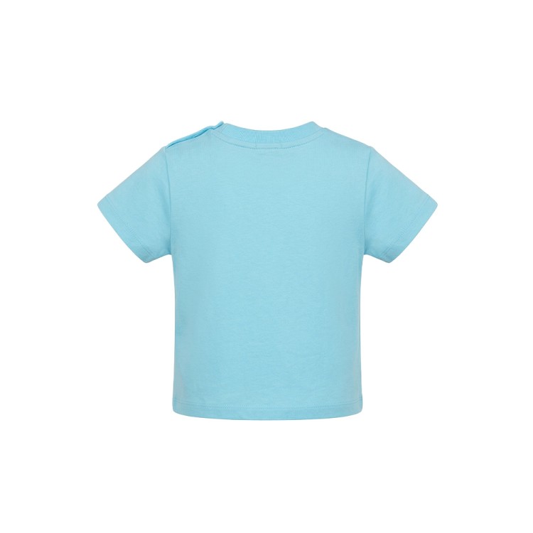 SAINT BARTH T-shirt celeste con ricamo multicolor bambina