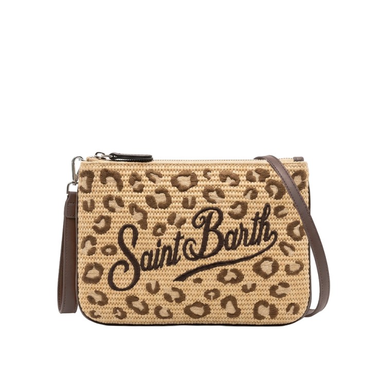 SAINT BARTH Pochette in rafia leopardata bambina