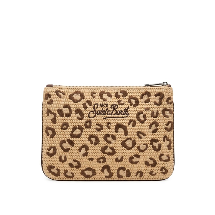 SAINT BARTH Pochette in rafia leopardata bambina