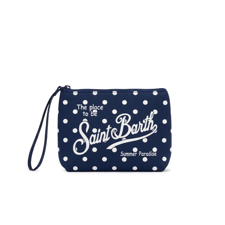 SAINT BARTH Pochette blu navy a pois bambina