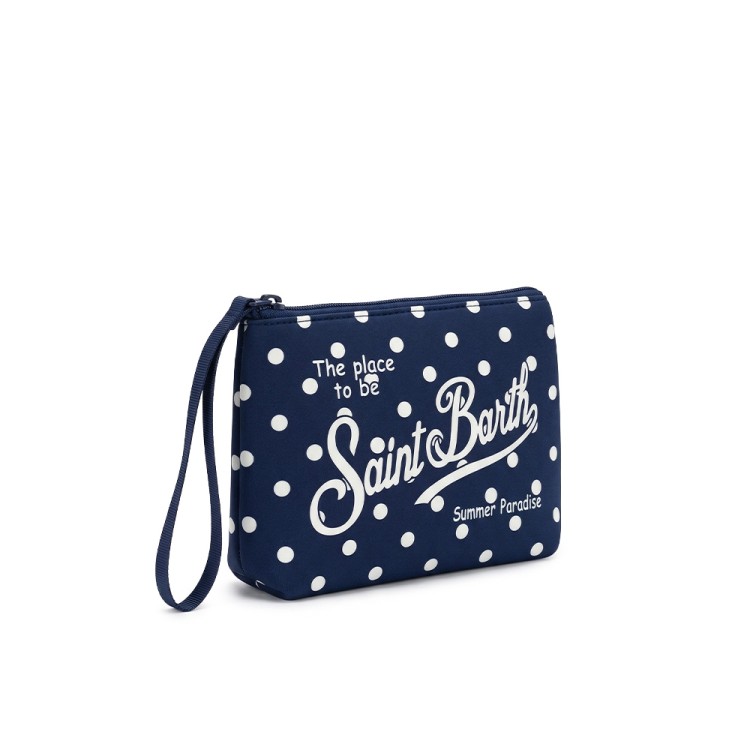 SAINT BARTH Pochette blu navy a pois bambina