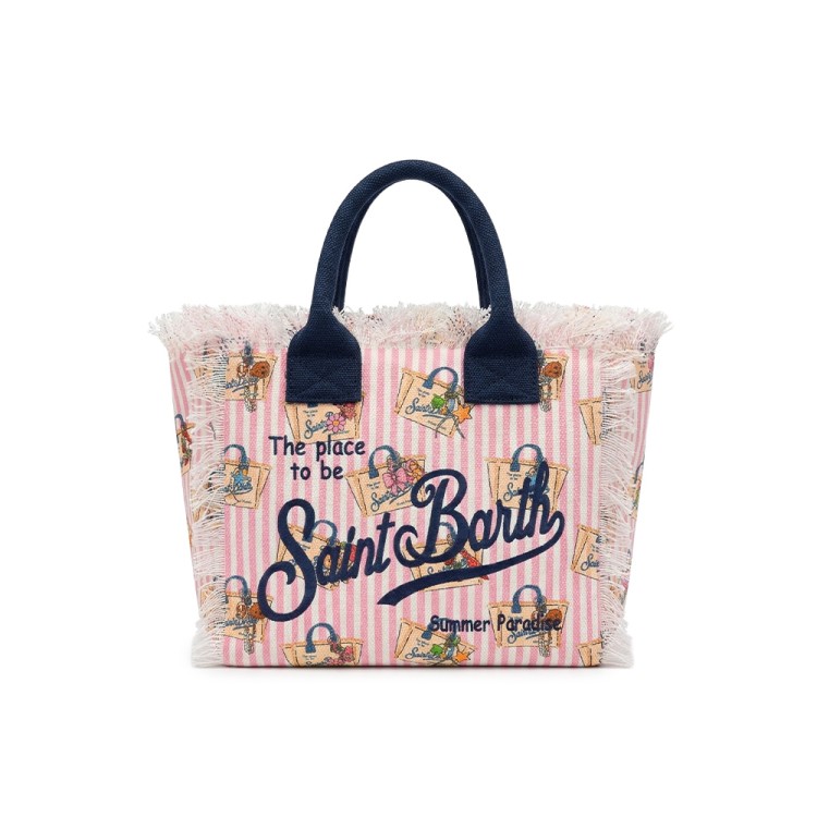 SAINT BARTH Borsa Colette a righe con stampa bambina